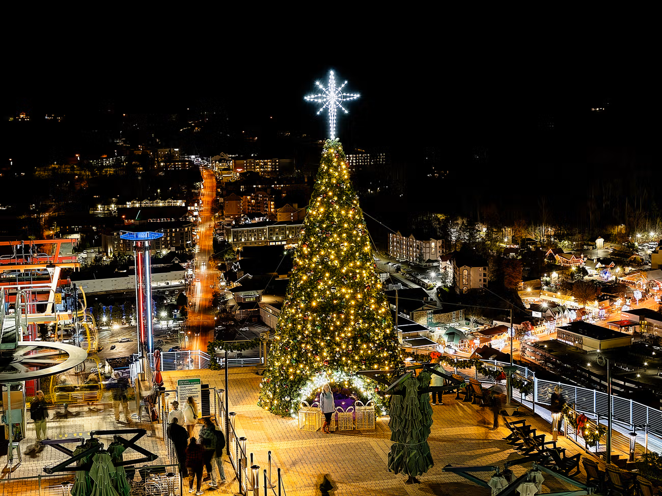 Christmas Tree Lights over Gatlinburg at SkyPark
